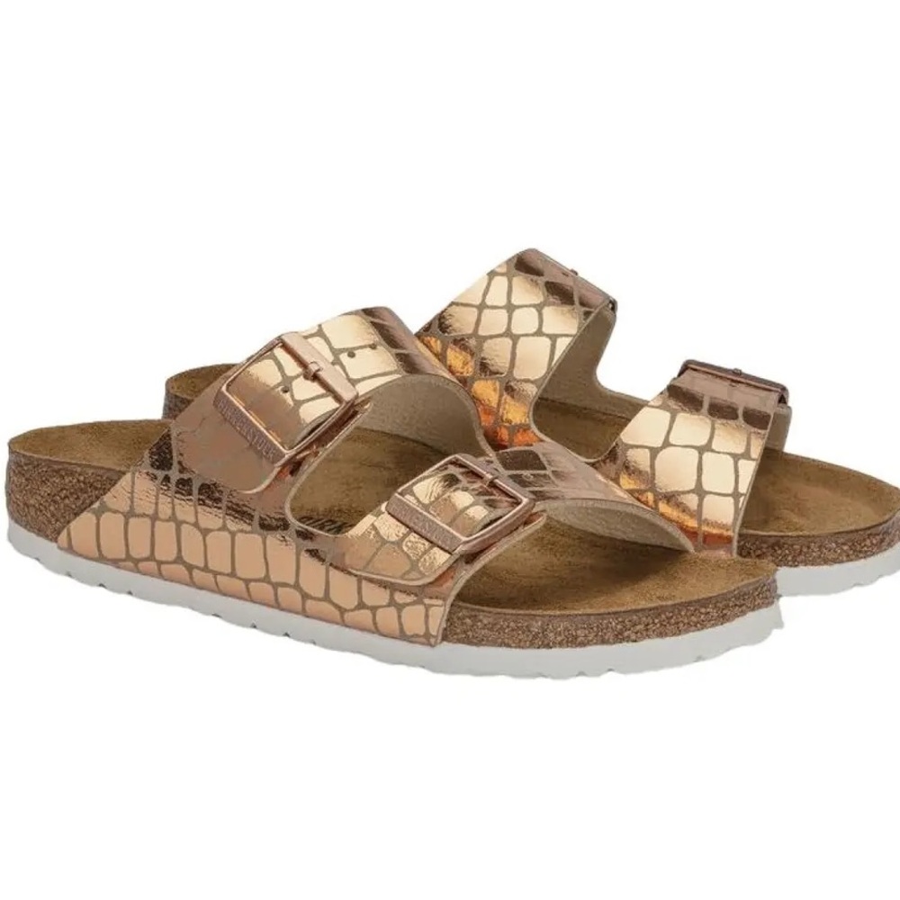 New Birkenstock Arizona Gator Gleam Sandals- Copper - Picture 8 of 8